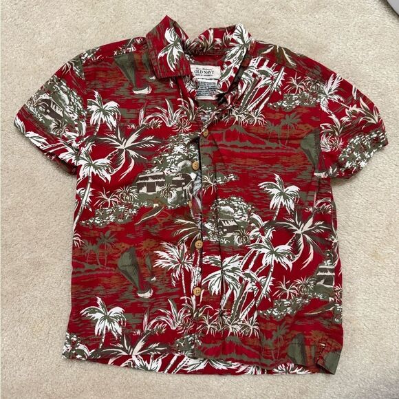 Boys Old Navy Hawaiian Button Up Collared Short Sleeve Shirt XS - Picture 1 of 4